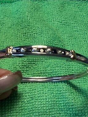 Alwand Vahan AV Sterling Silver 14K Gold Sapphire and Diamond bangle